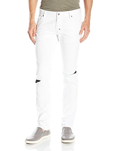 Just Cavalli Men's White Denim With Faux Leather Patches