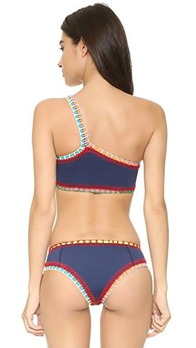 Shop Kiini Tasmin One Shoulder Bikini Top In Navy/multi