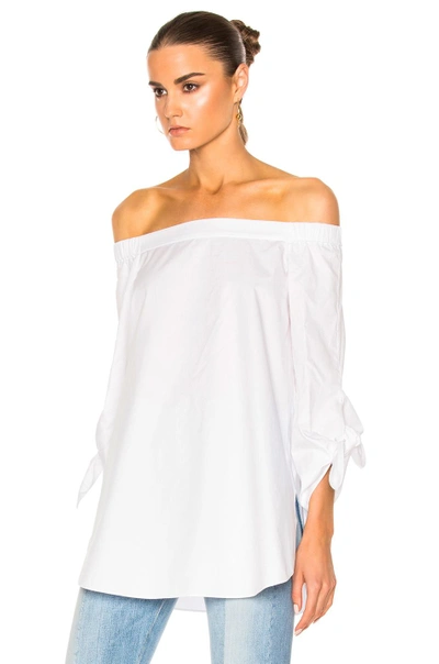 Shop Tibi Off The Shoulder Tunic In White.