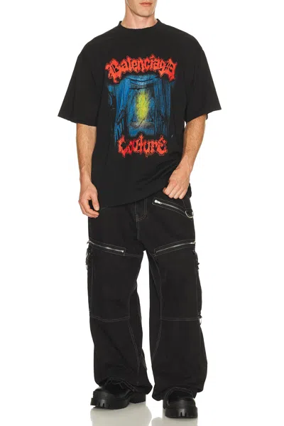 Balenciaga Cotton Salon De Couture Gothic T-shirt In Black