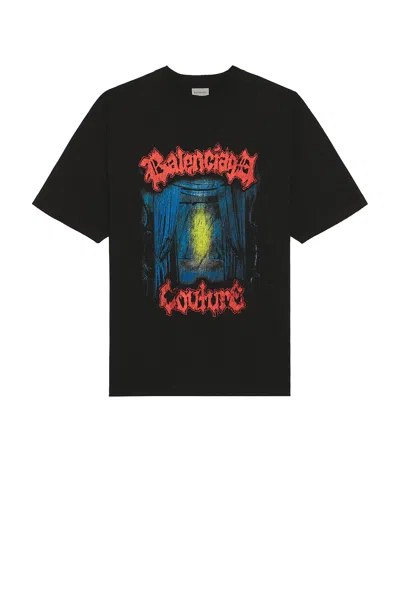 Balenciaga Cotton Salon De Couture Gothic T-shirt In Black