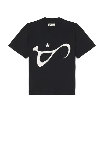 Art Community Washed Script Tee In Black