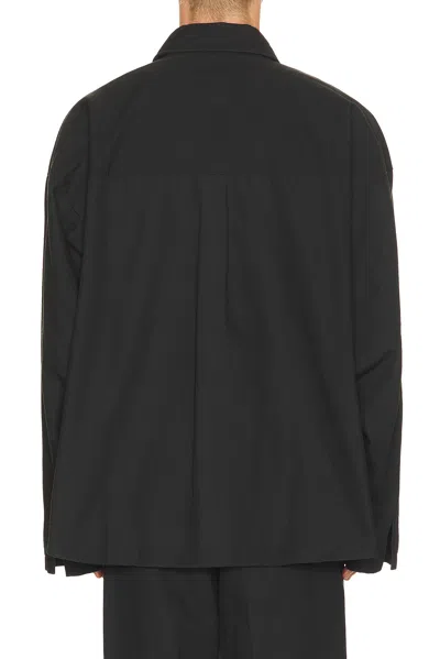 Essentials Logo-embroidered Press-stud Overshirt In Black