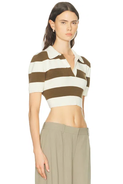 Monse Rope-laced Half Placket Knit Top In Brown