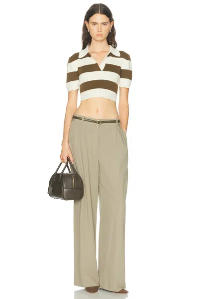 Monse Rope-laced Half Placket Knit Top In Brown