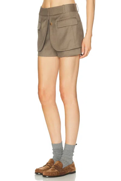 Monse Jacket Hem Short In Brown