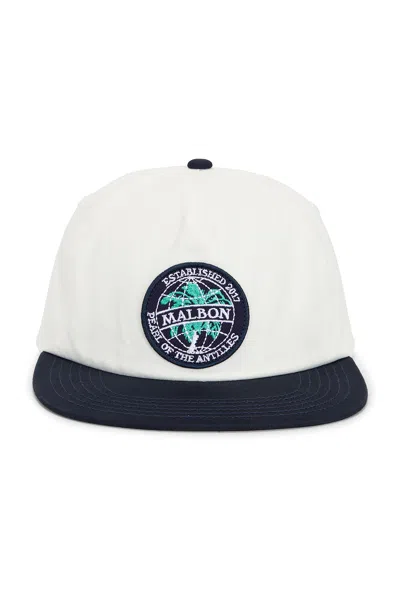 Malbon Golf Palmera Patch Snapback Baseball Cap In White