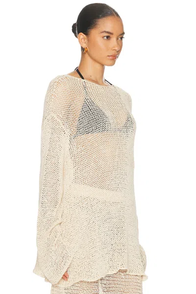 Khaite Davet Open-knit Silk And Cotton-blend Sweater In Neutral