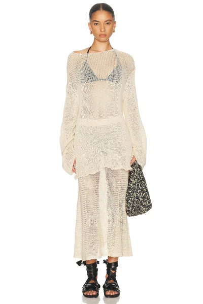 Khaite Davet Open-knit Silk And Cotton-blend Sweater In Neutral