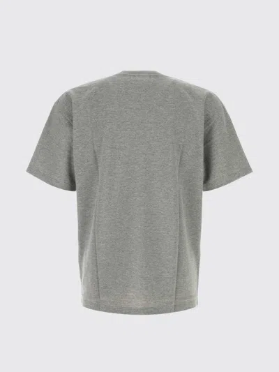 Saint Laurent Grey Crewneck T-shirt With Cassandre Embroidery In Cotton Man In Gray