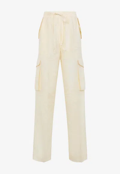 Phoebe Philo Crushed Silk Cargo Pants In Multi
