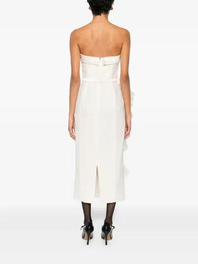 Viktor & Rolf 러플 스트랩리스 미디 드레스 In Neutral