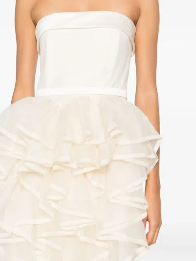 Viktor & Rolf 러플 스트랩리스 미디 드레스 In Neutral