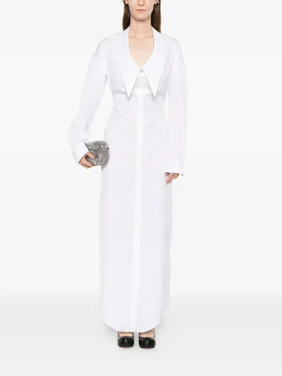 Viktor & Rolf 드레이빙 네크라인 셔츠 드레스 In White