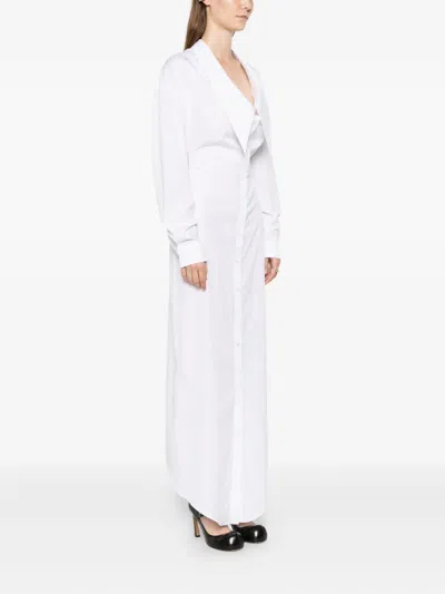 Viktor & Rolf 드레이빙 네크라인 셔츠 드레스 In White