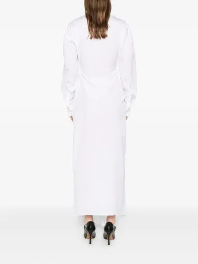 Viktor & Rolf 드레이빙 네크라인 셔츠 드레스 In White