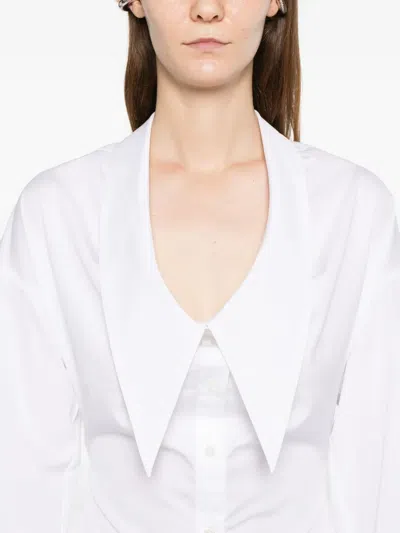 Viktor & Rolf 드레이빙 네크라인 셔츠 드레스 In White
