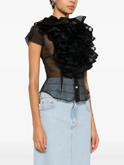 Viktor & Rolf 자보 디테일 러플 블라우스 In Black