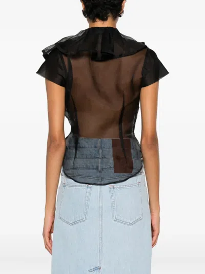 Viktor & Rolf 자보 디테일 러플 블라우스 In Black
