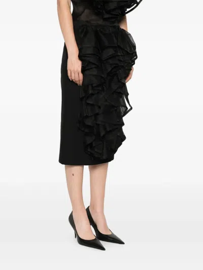 Viktor & Rolf 러플 볼트 미디 스커트 In Black