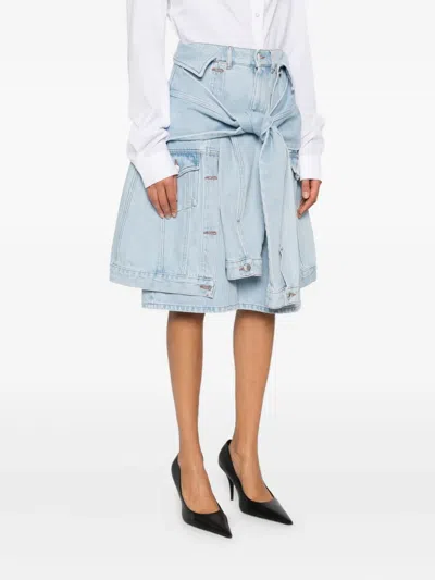 Viktor & Rolf 보우 드레이프 데님 쇼츠 In Blue