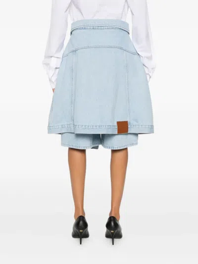 Viktor & Rolf 보우 드레이프 데님 쇼츠 In Blue