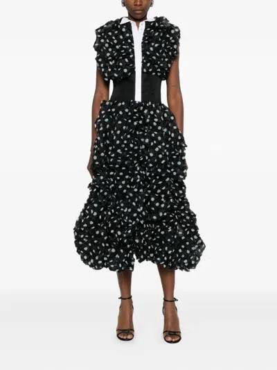 Viktor & Rolf 러플 폴카 도트 맥시 드레스 In Black