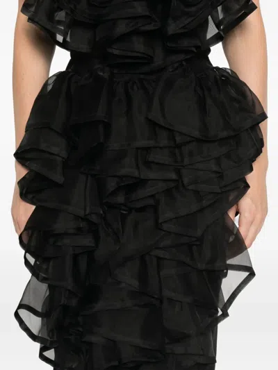 Viktor & Rolf 러플 볼트 미디 스커트 In Black