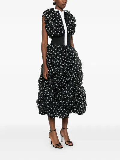 Viktor & Rolf 러플 폴카 도트 맥시 드레스 In Black