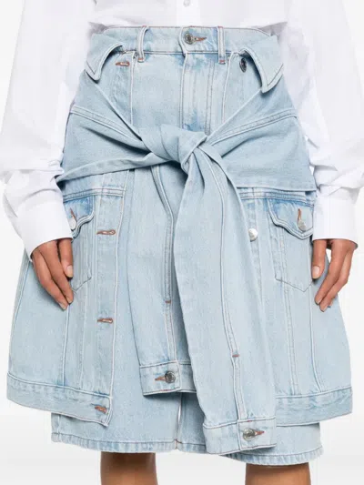 Viktor & Rolf 보우 드레이프 데님 쇼츠 In Blue