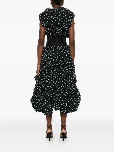 Viktor & Rolf 러플 폴카 도트 맥시 드레스 In Black