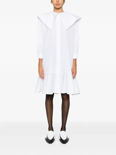 Viktor & Rolf 러플 셔츠 미디 드레스 In White