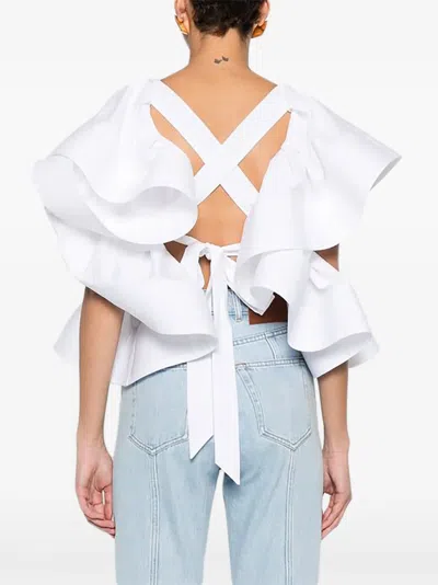 Viktor & Rolf 러플 디테일 블라우스 In White