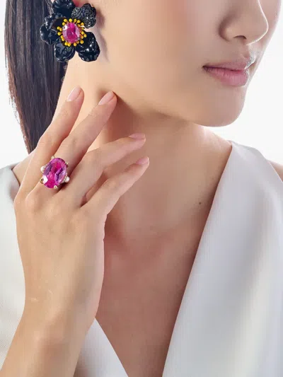 Anabela Chan 포피 멀티 스톤 이어링 In Black