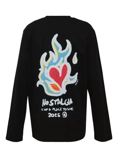 Msgm 러브 로고 긴소매 탑 In Black
