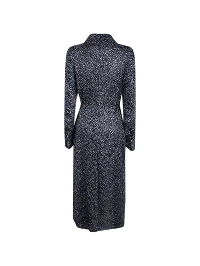 Sapio Devoré Belted Coat In Blue