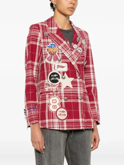 Front Street Patch-embellished Check-pattern Jacket In Multi