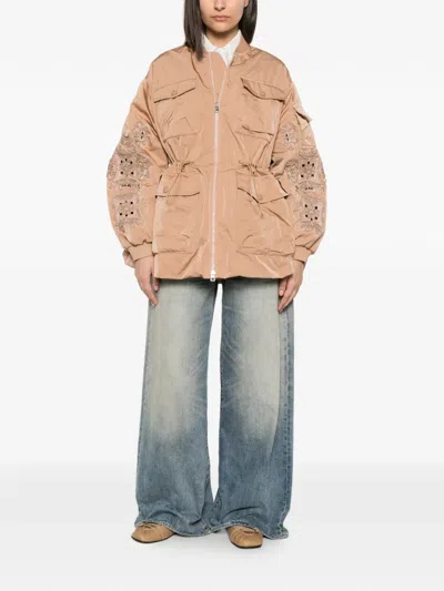 Ermanno Scervino Oversized Coat In Brown