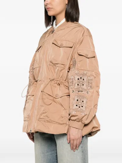 Ermanno Scervino Oversized Coat In Brown