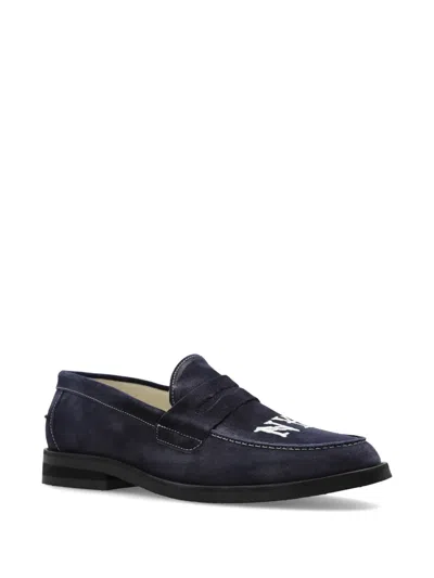 Duke + Dexter Wilde Ny-embroidered Suede Loafers In Blue