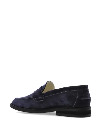 Duke + Dexter Wilde Ny-embroidered Suede Loafers In Blue