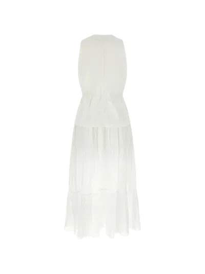 Pinko 티어드 레이스업 맥시 드레스 In White