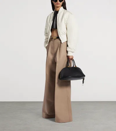Balenciaga Cropped Bomber Jacket In Technical Faille In Multi
