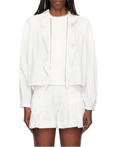 Isabel Marant Cubraly Lace-trimmed Ruffled Pintucked Cotton-poplin Blouse In White