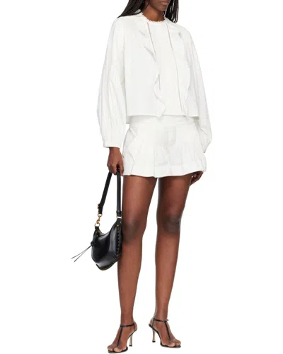 Isabel Marant Cubraly Lace-trimmed Ruffled Pintucked Cotton-poplin Blouse In White