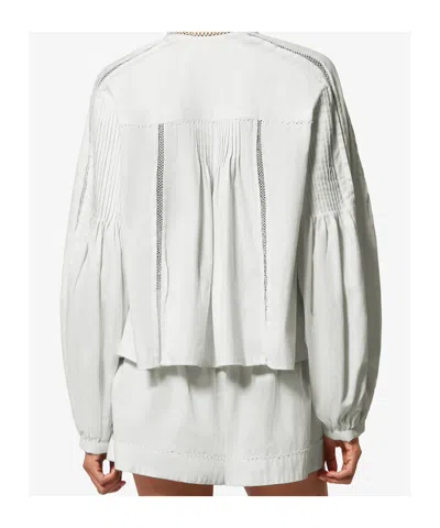 Isabel Marant Cubraly Lace-trimmed Ruffled Pintucked Cotton-poplin Blouse In White