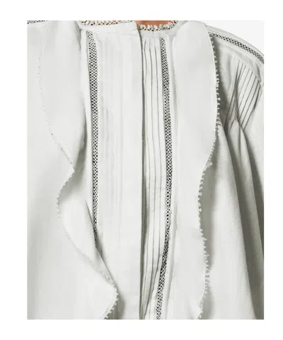 Isabel Marant Cubraly Lace-trimmed Ruffled Pintucked Cotton-poplin Blouse In White