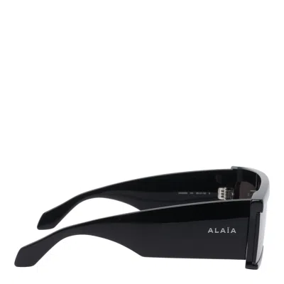 Alaïa Black Mask Rectangular Acetate Frame Sunglasses In Black