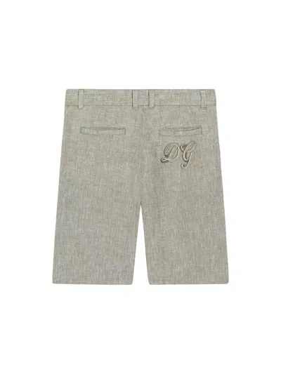 Dolce & Gabbana Linen Bermuda Shorts In Gray