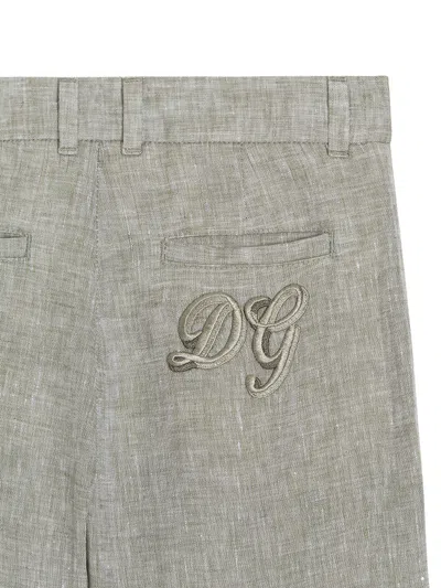 Dolce & Gabbana Linen Bermuda Shorts In Gray